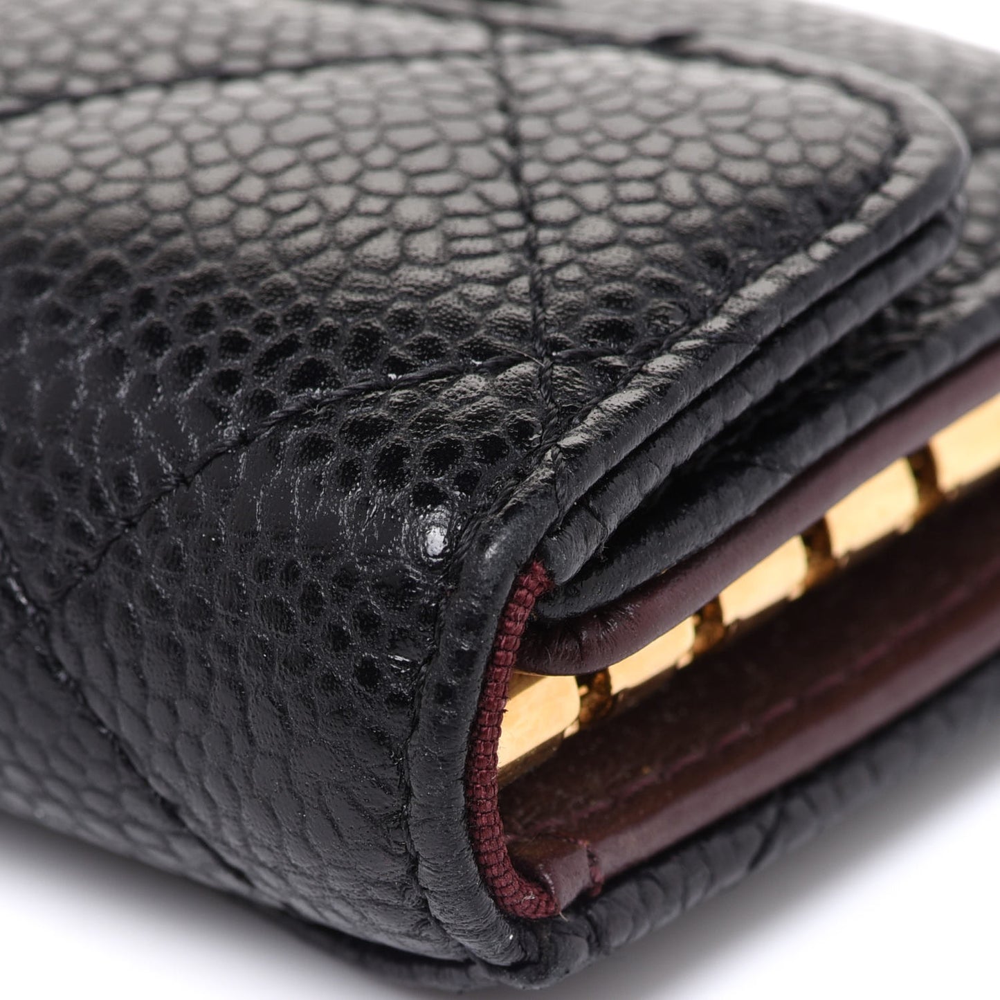 Caviar Quilted 6 Key Holder Black