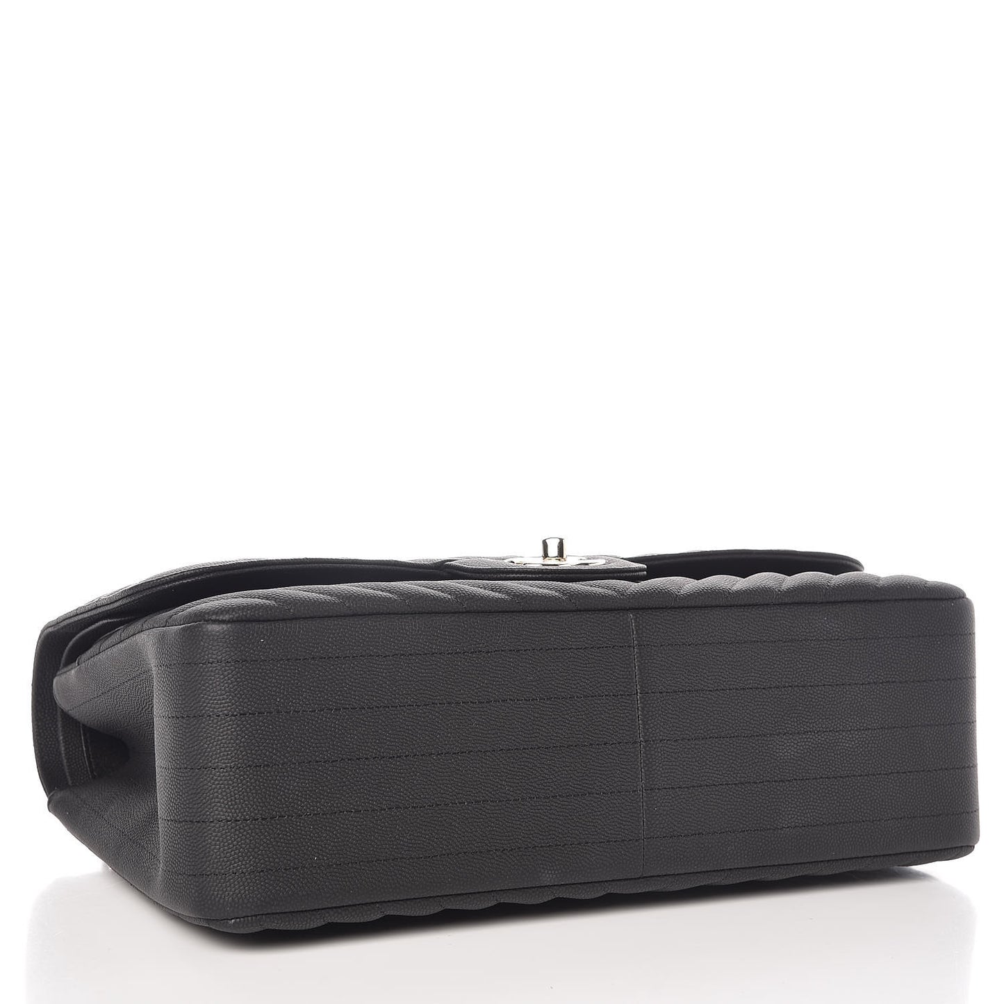 Caviar Chevron Quilted Jumbo Double Flap Black