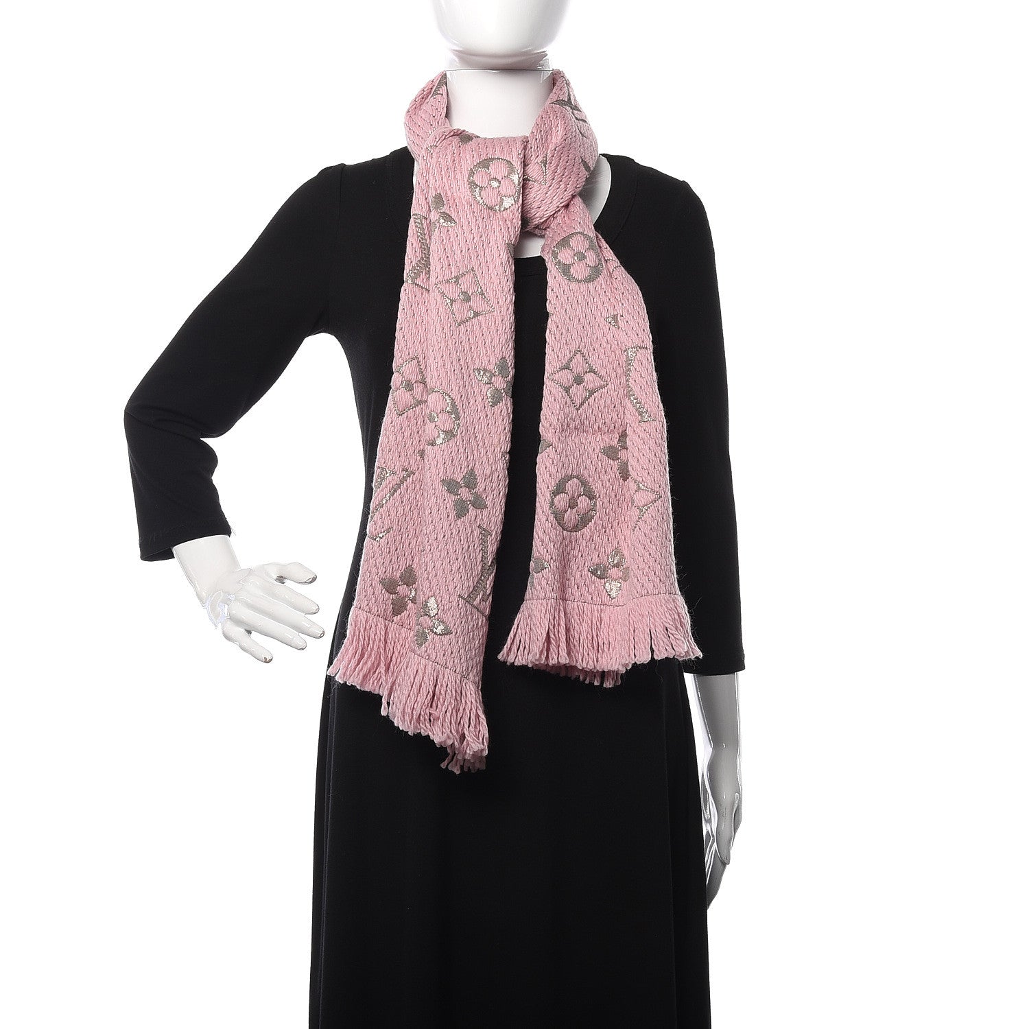 Louis Vuitton Wool Silk Logomania Rainbow Scarf Crystal Pink 2 of 6