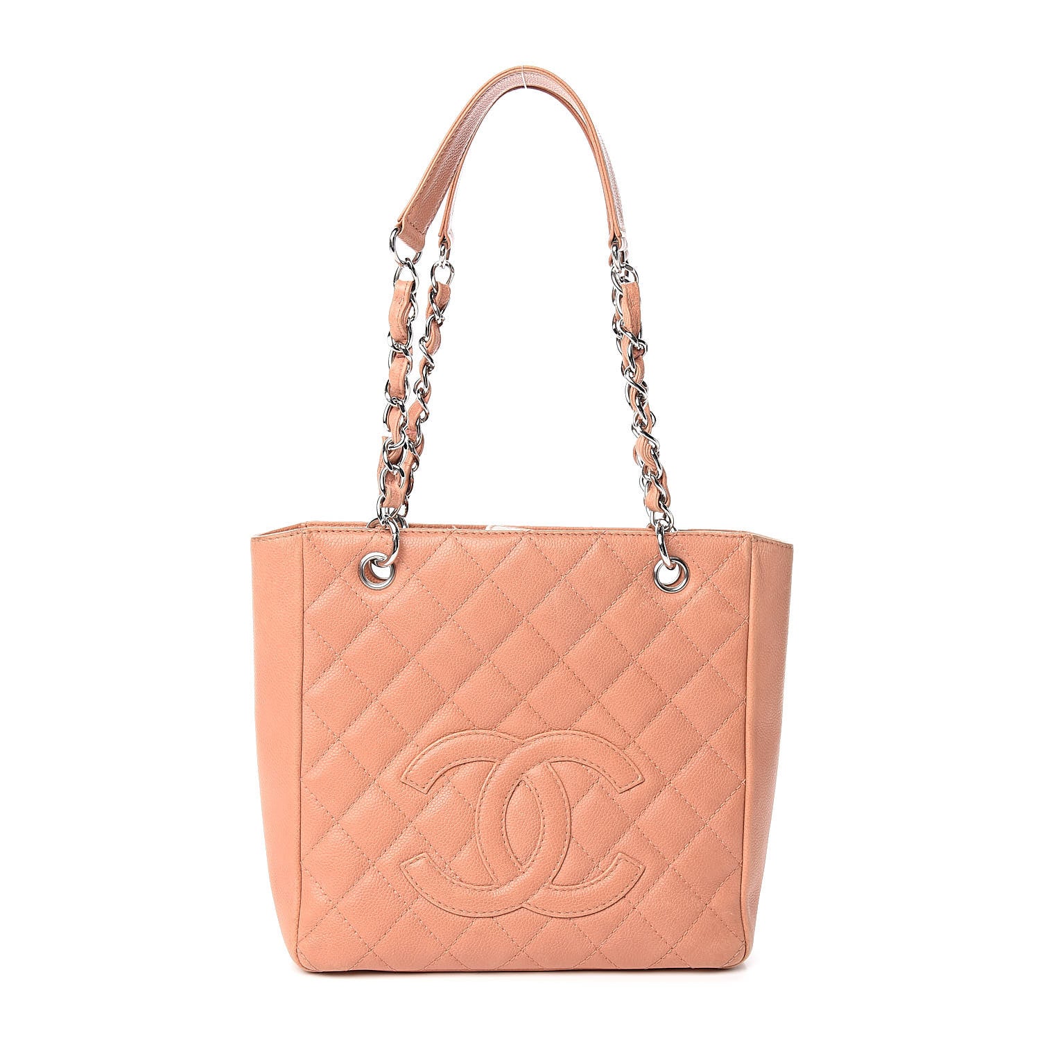 Chanel Caviar Quilted Petit Shopping Tote PST Light Red 1 of 17