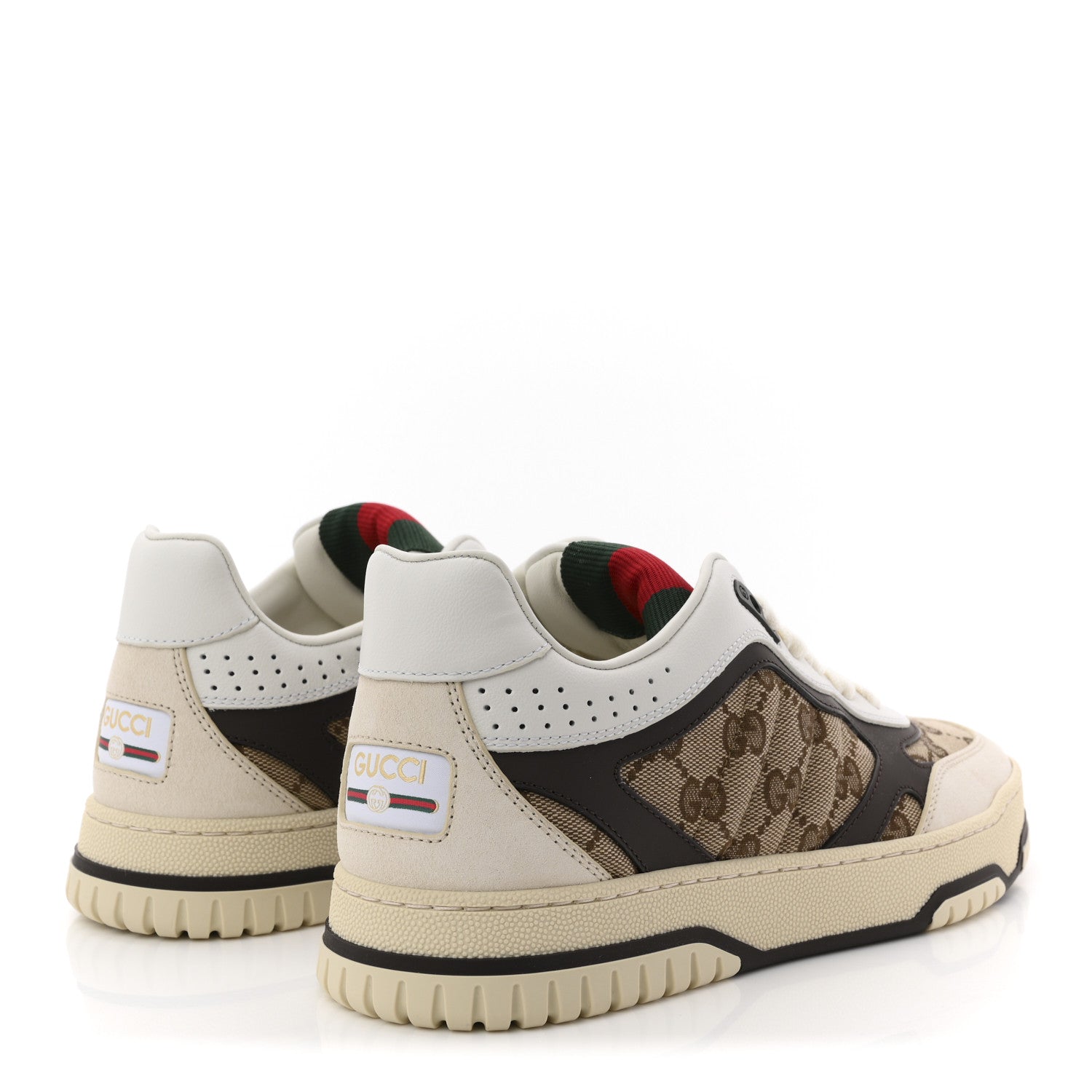 Gucci Calfskin Suede GG Monogram Re-Web Womens Sneakers 37 White Beige Ebony 5 of 11