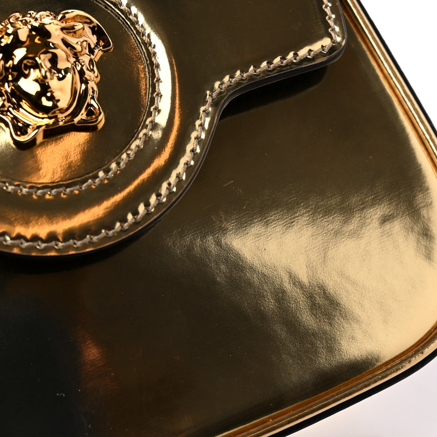 Metallic Calfskin Mini La Medusa Bag Gold