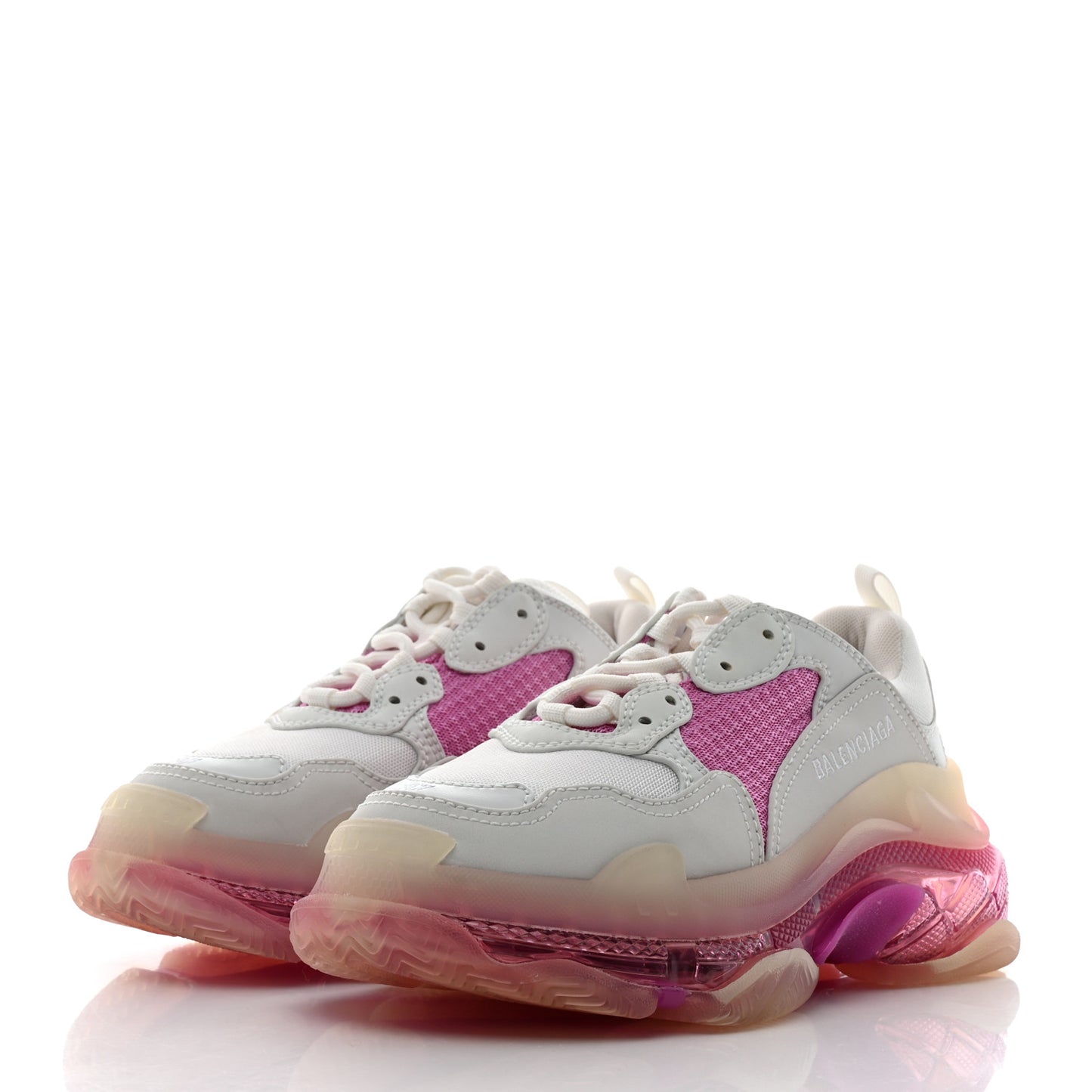 Fabric Mesh Clear Sole Womens Triple S Sneakers 37 White Pink