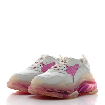 Balenciaga Fabric Mesh Clear Sole Womens Triple S Sneakers 37 White Pink 3 of 8
