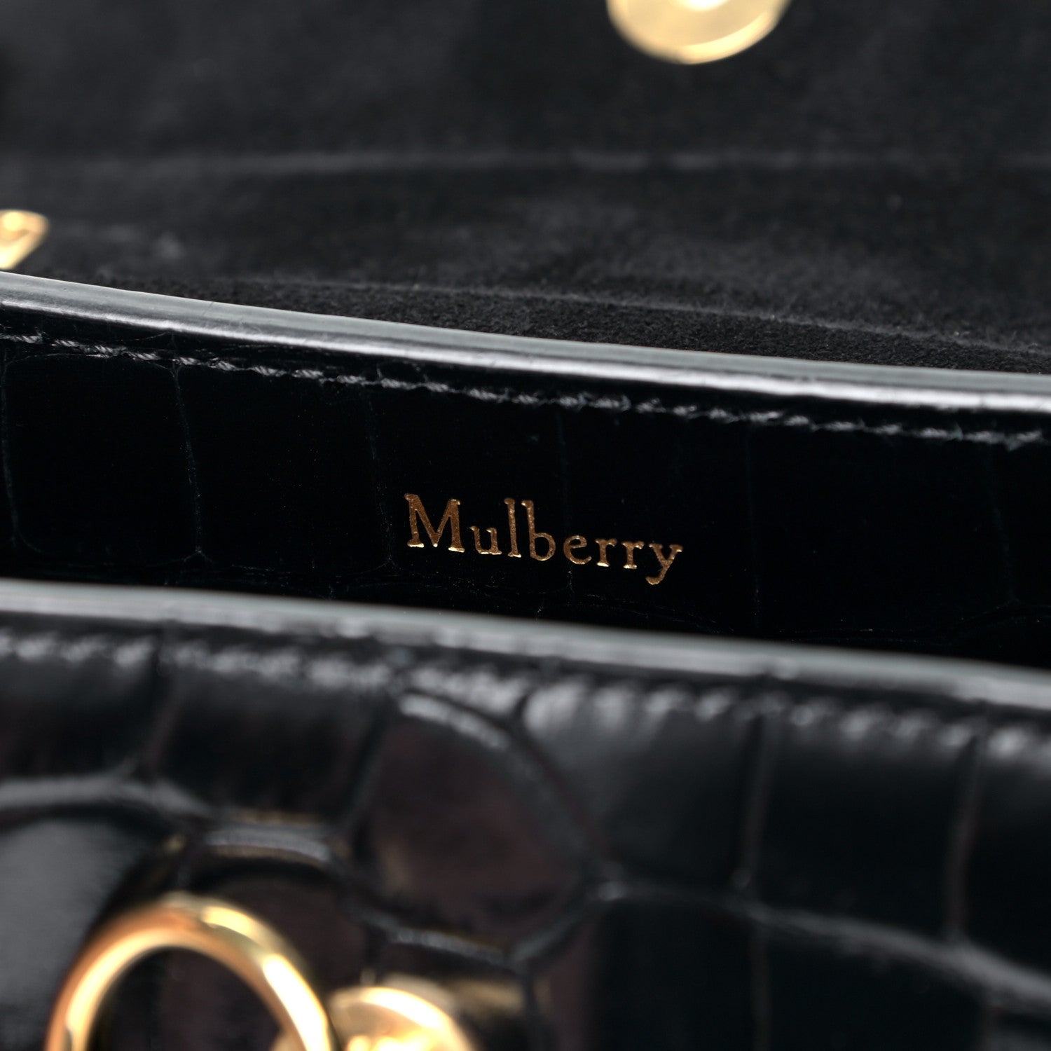 Mulberry Shiny Croc Calfskin Embossed Micro Seaton Black 9 of 9