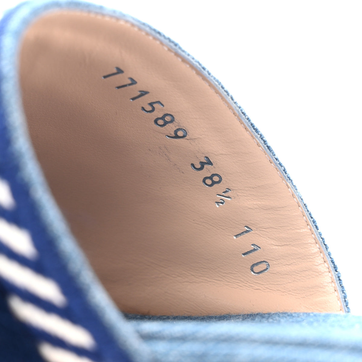 Plain Spain Denim Logo Slide Sandals 38.5 Light Blue