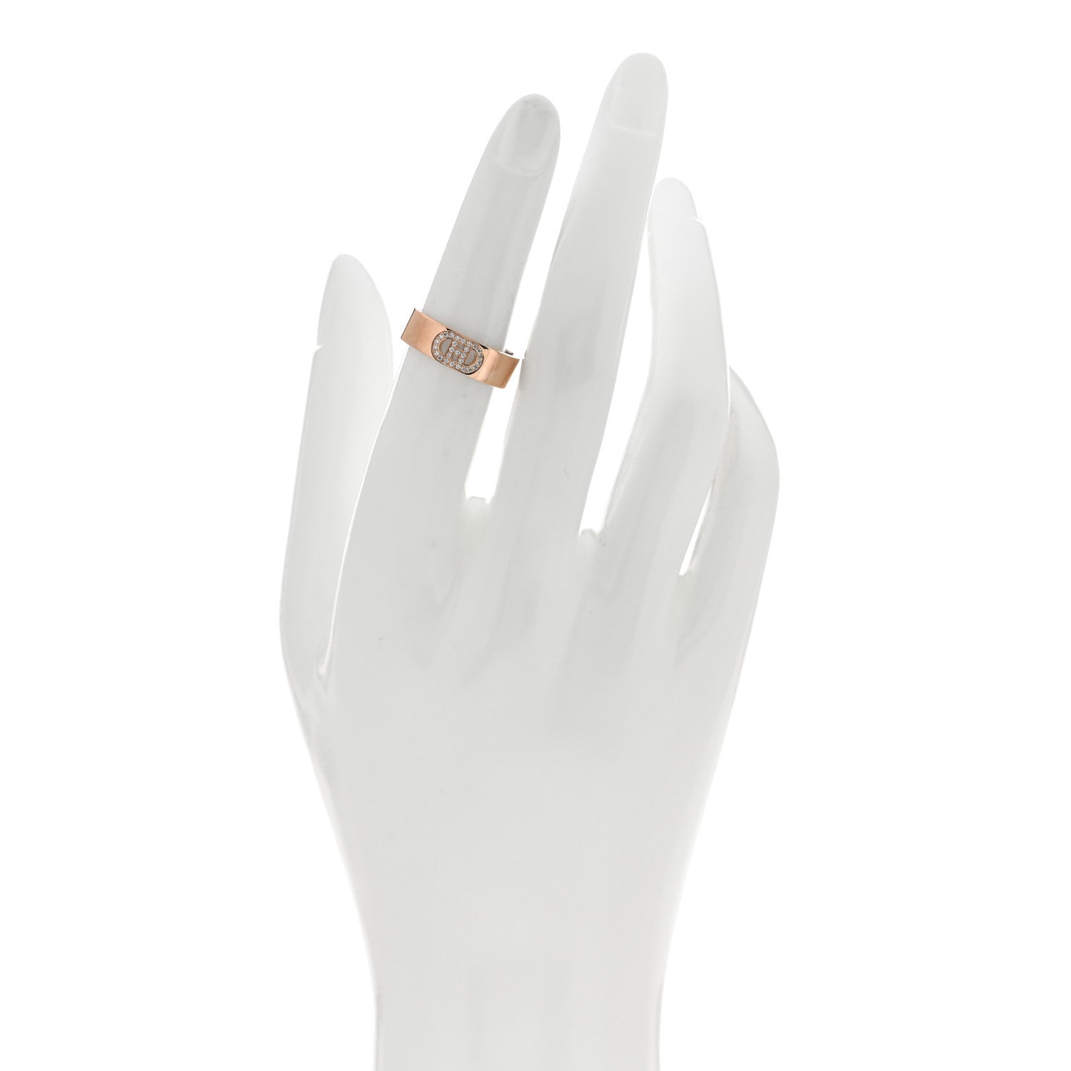 Hermes 18K Rose Gold Diamond PM H D'Ancre Ring 52 6 2 of 5