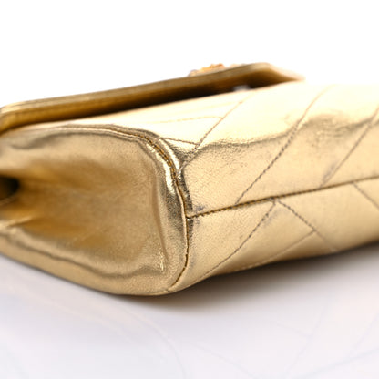 Chanel Metallic Lambskin Crystal Chevron Chain Clutch Gold 7 of 12