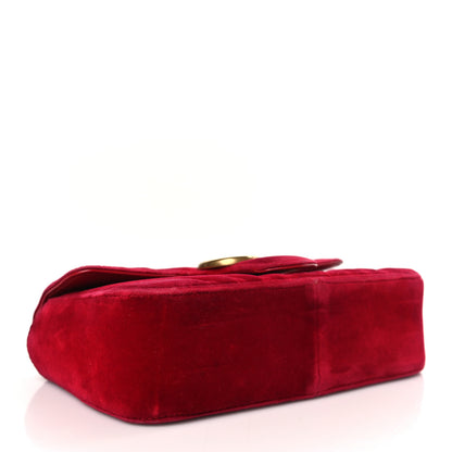 Gucci Velvet Matelasse Mini GG Marmont Shoulder Bag Hibiscus Red 4 of 9