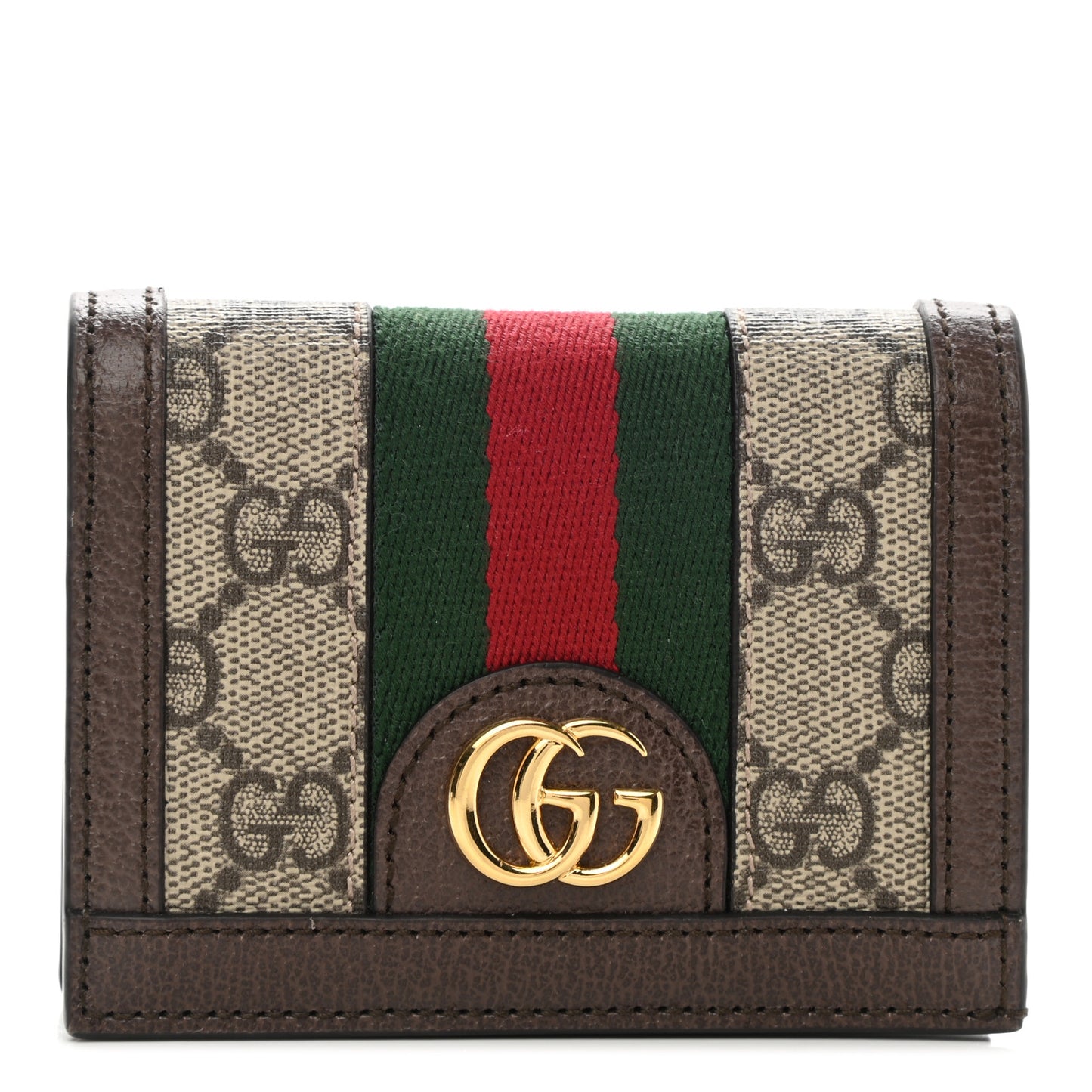 GG Supreme Monogram Web Ophidia Card Case Beige New Acero