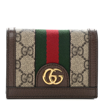 Gucci GG Supreme Monogram Web Ophidia Card Case Beige New Acero 1 of 7
