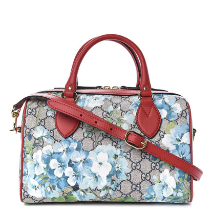 Gucci GG Supreme Monogram Blooms Small Boston Beige Blue Navy Hibiscus Red 1 of 9