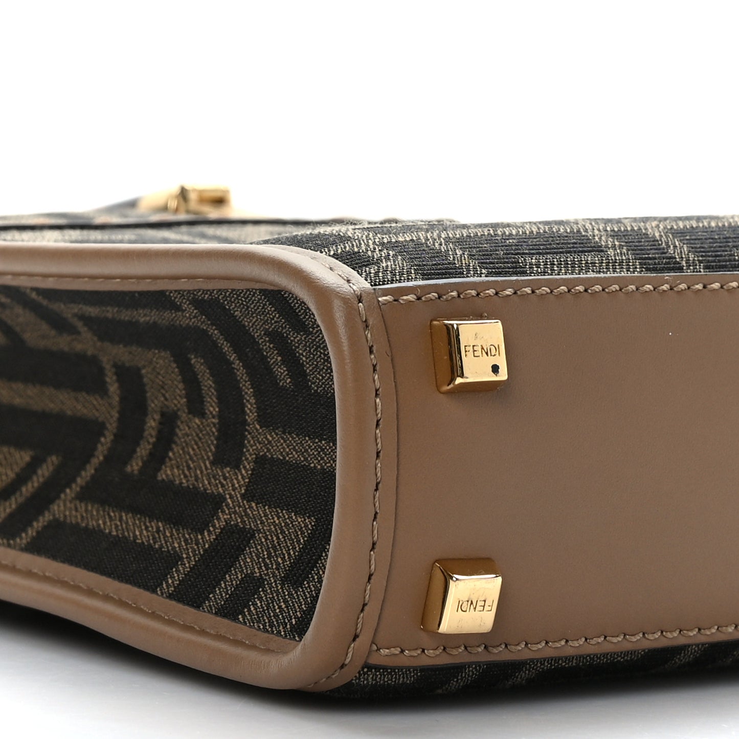Fabric Jacquard Vitello King Plexiglass FF 1974 Mini Fendi Sunshine Shopper Tote Tobacco Moro Sand