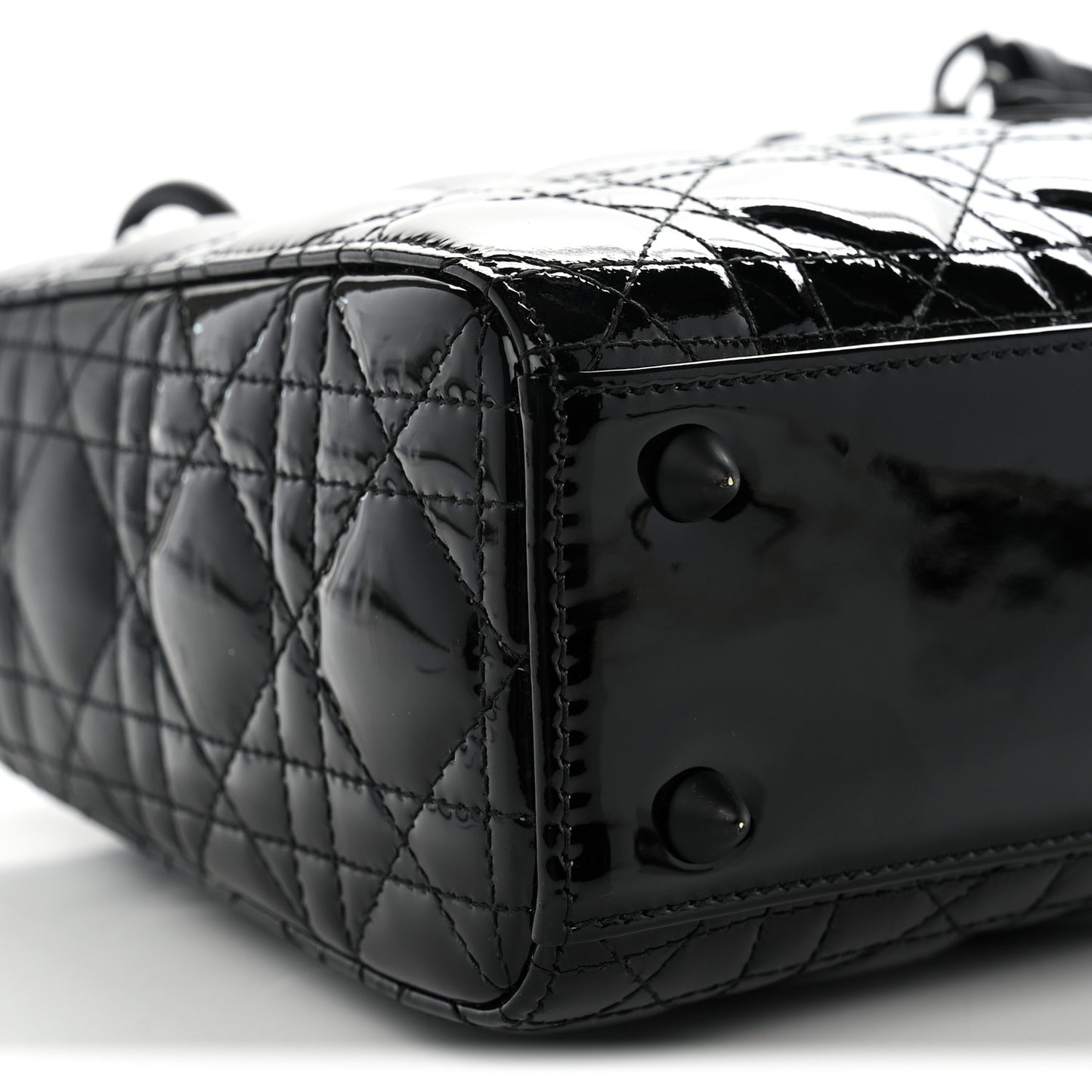 Matte Patent Cannage Small Lady Dior Black