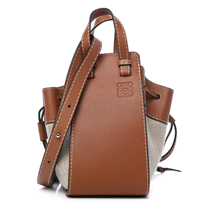 Loewe Calfskin Canvas Mini Hammock Shoulder Bag Natural Tan 1 of 8