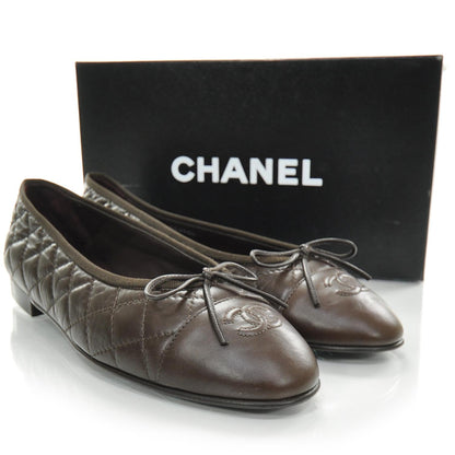 Chanel Quilted Leather CC Ballet Flats 41 Brown 4 of 9