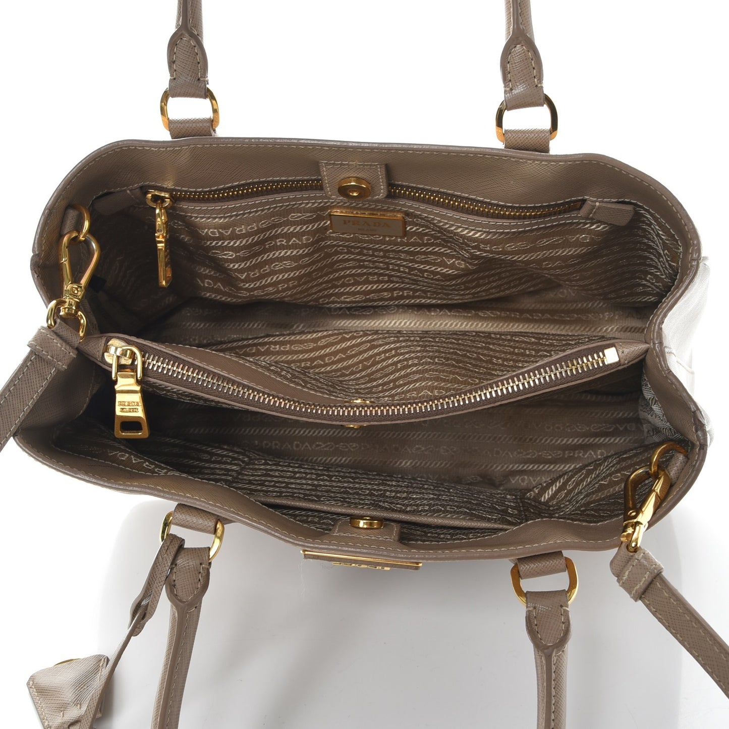 Saffiano Lux Medium Tote Visone