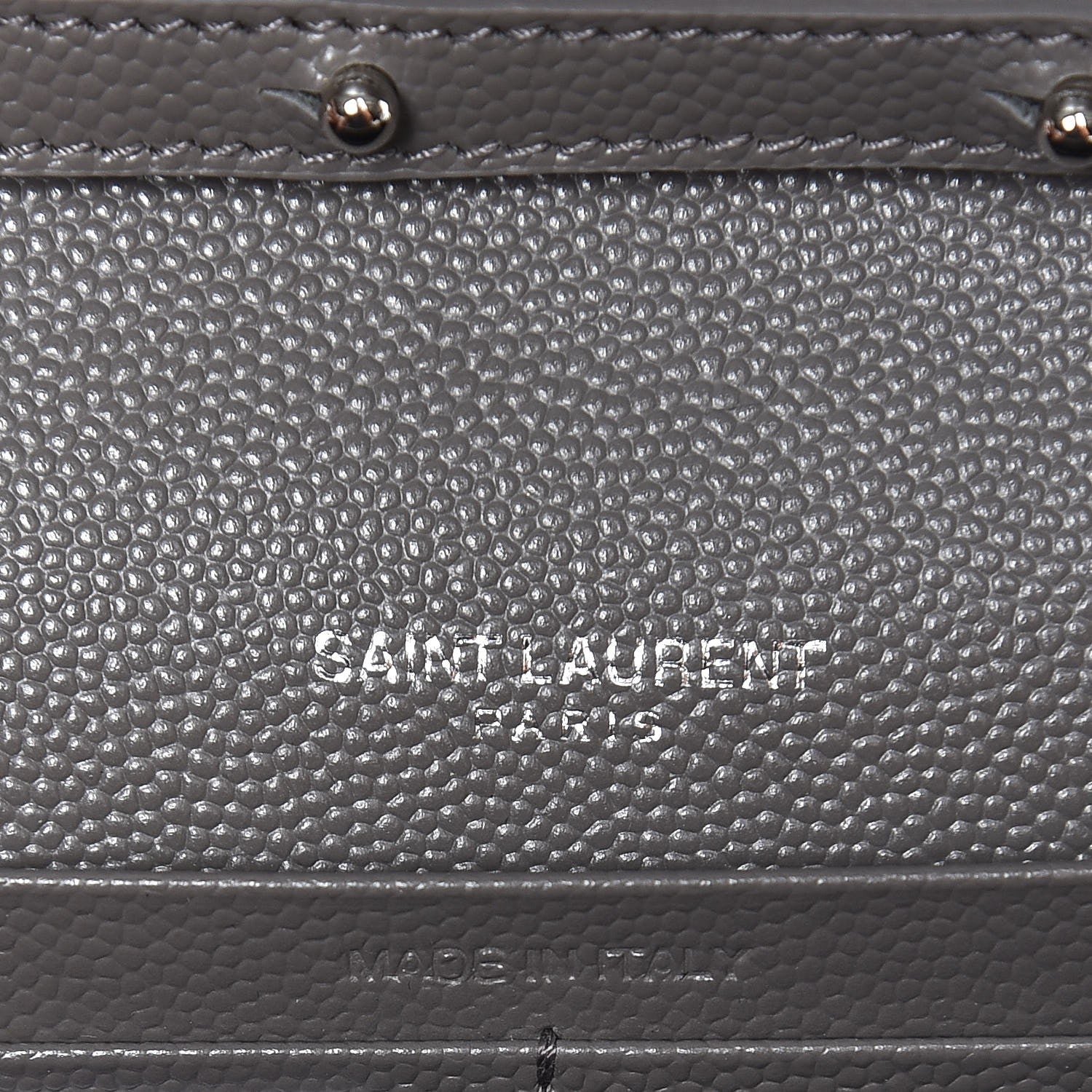 Saint Laurent Grain De Poudre Matelasse Chevron Monogram Chain Wallet Fog 6 of 6