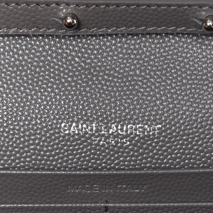Saint Laurent Grain De Poudre Matelasse Chevron Monogram Chain Wallet Fog 6 of 6