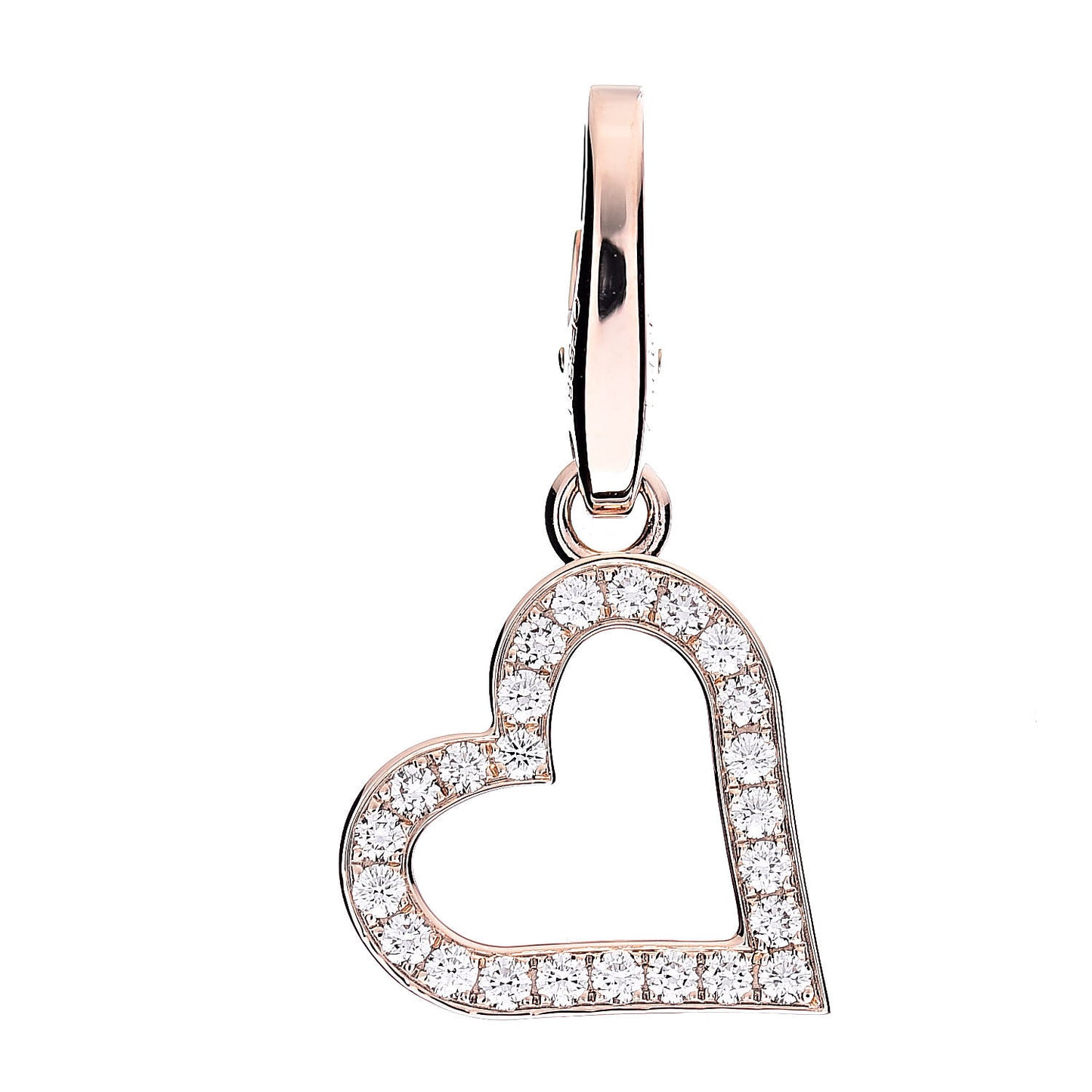 18K Pink Gold Diamond Heart Charm Pendant