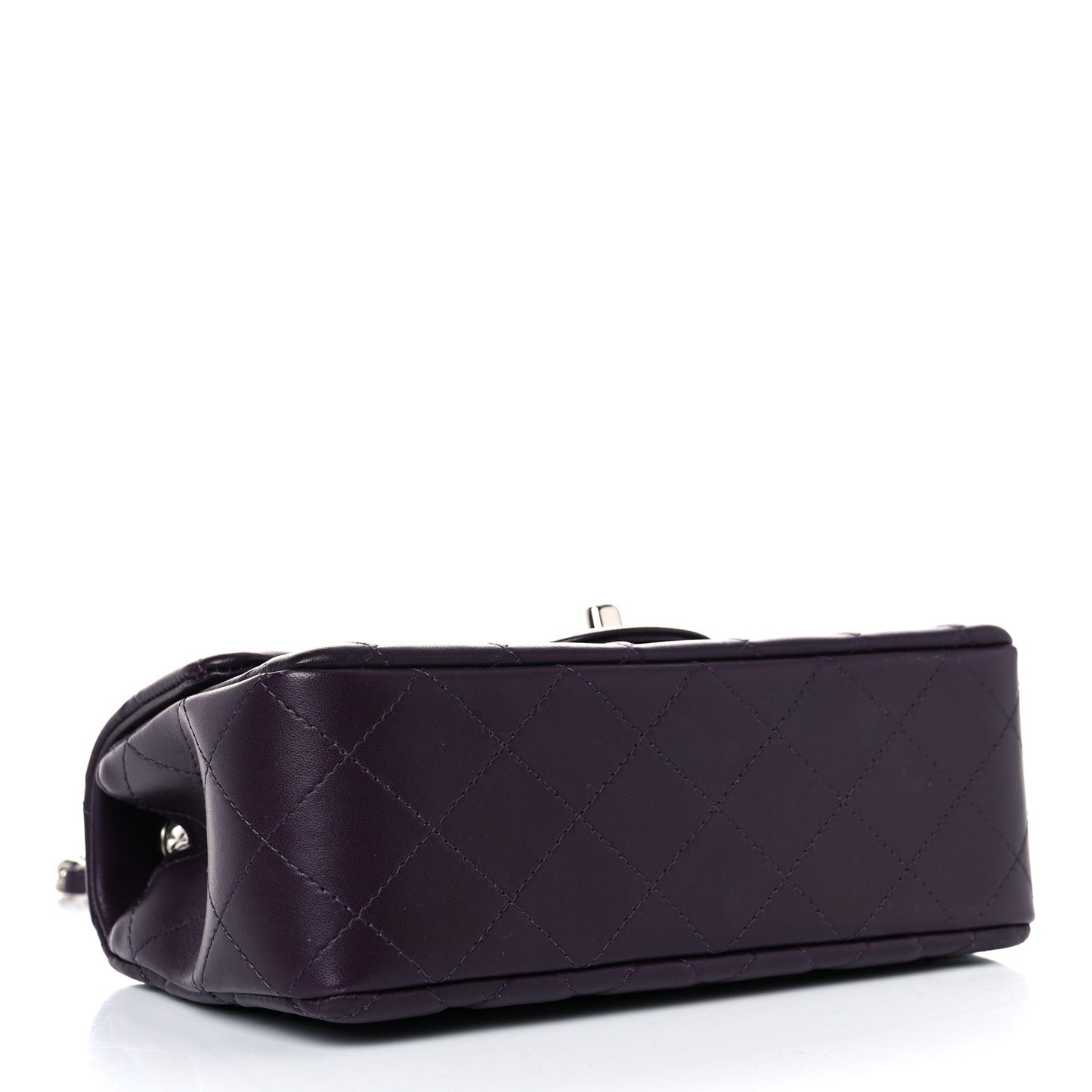 Lambskin Quilted Mini Rectangular Flap Dark Purple