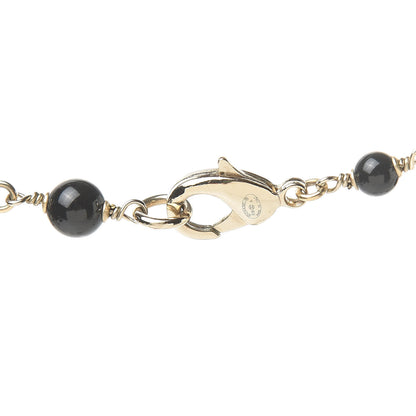 Chanel Pearl Crystal Bead CC Long Necklace Gold Black White Pink 4 of 5