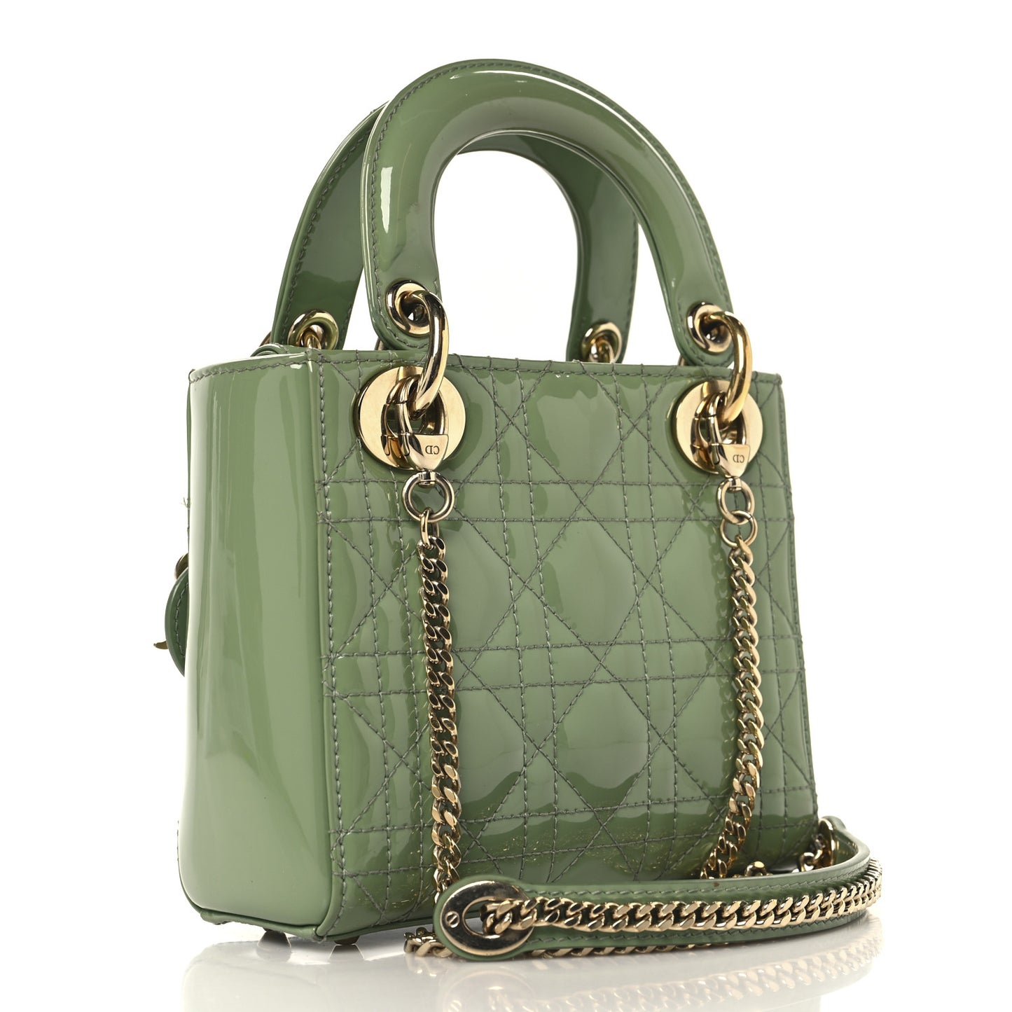 Patent Cannage Mini Lady Dior Mint Green