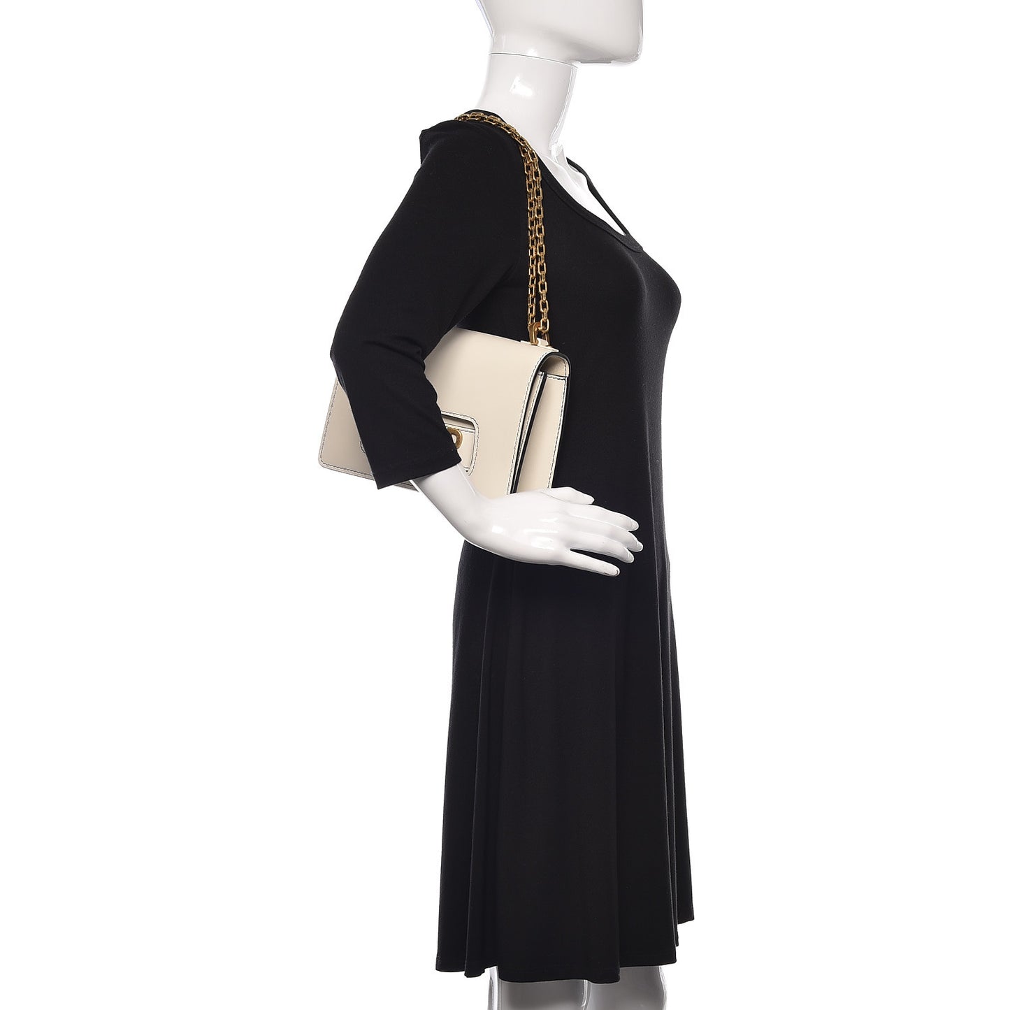 Calfskin J'Adior Chain Flap Bag Off White