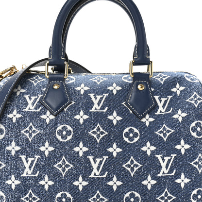 Louis Vuitton Monogram Jacquard Denim Speedy Bandouliere 25 Bleu 8 of 13
