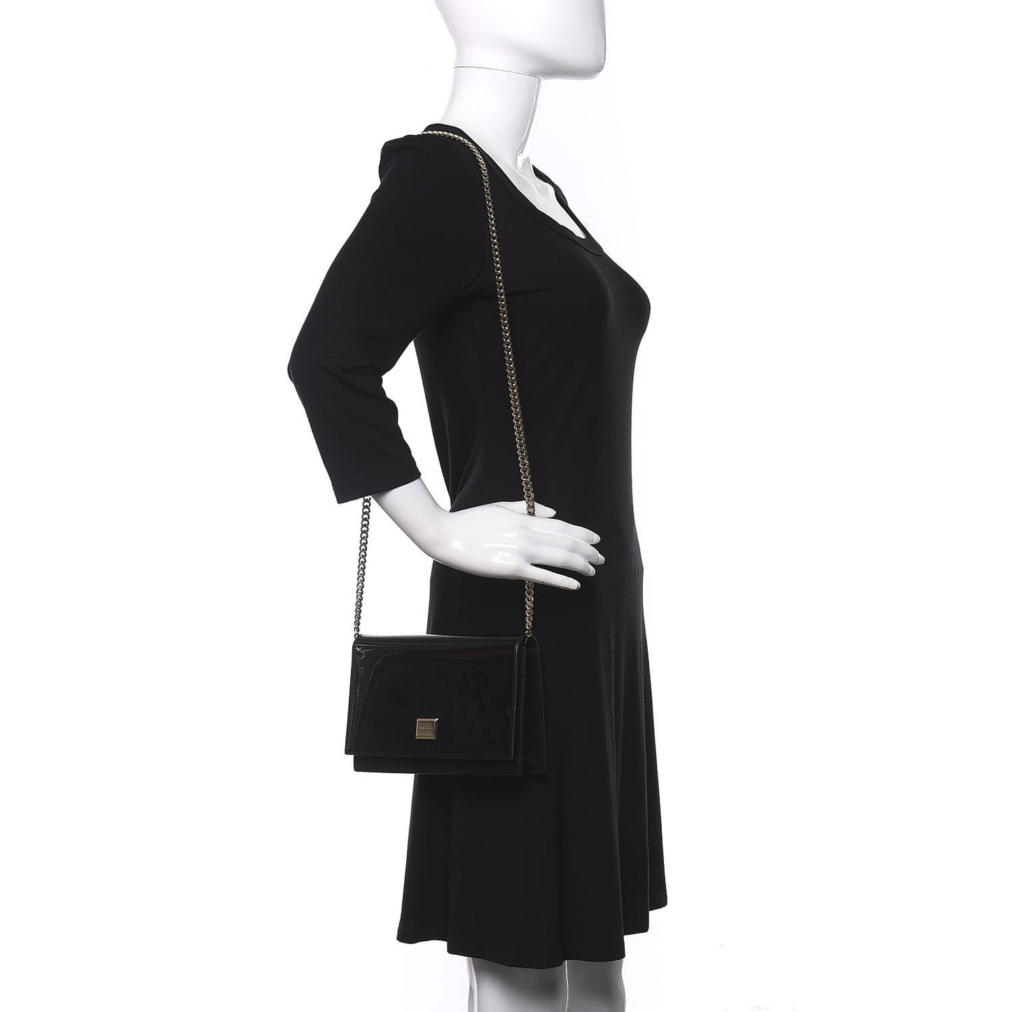 Patent Lizzie Clutch Black