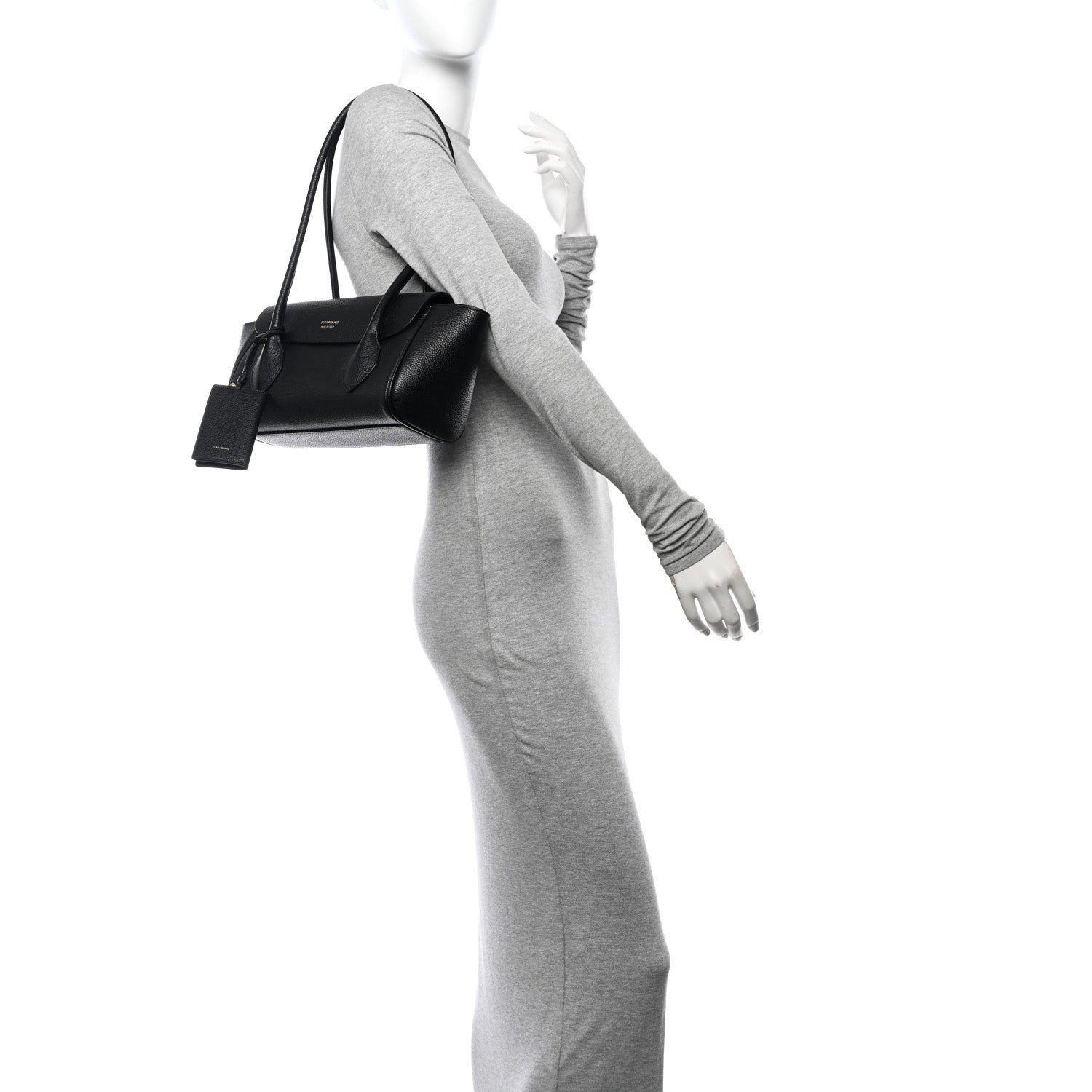 Salvatore Ferragamo Hammered Calfskin Small Firenze East West Tote Bag Black 2 of 11