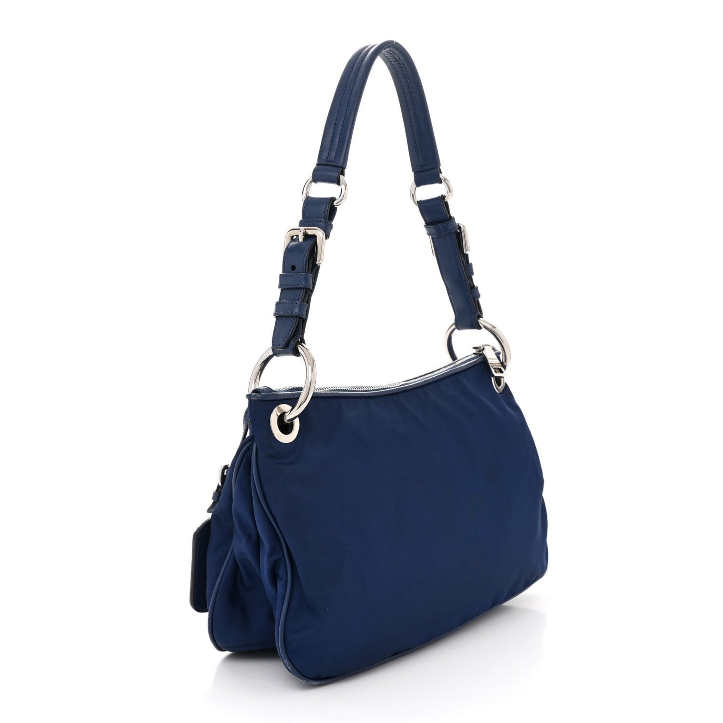Tessuto Nylon Soft Calfskin Shoulder Bag Royal