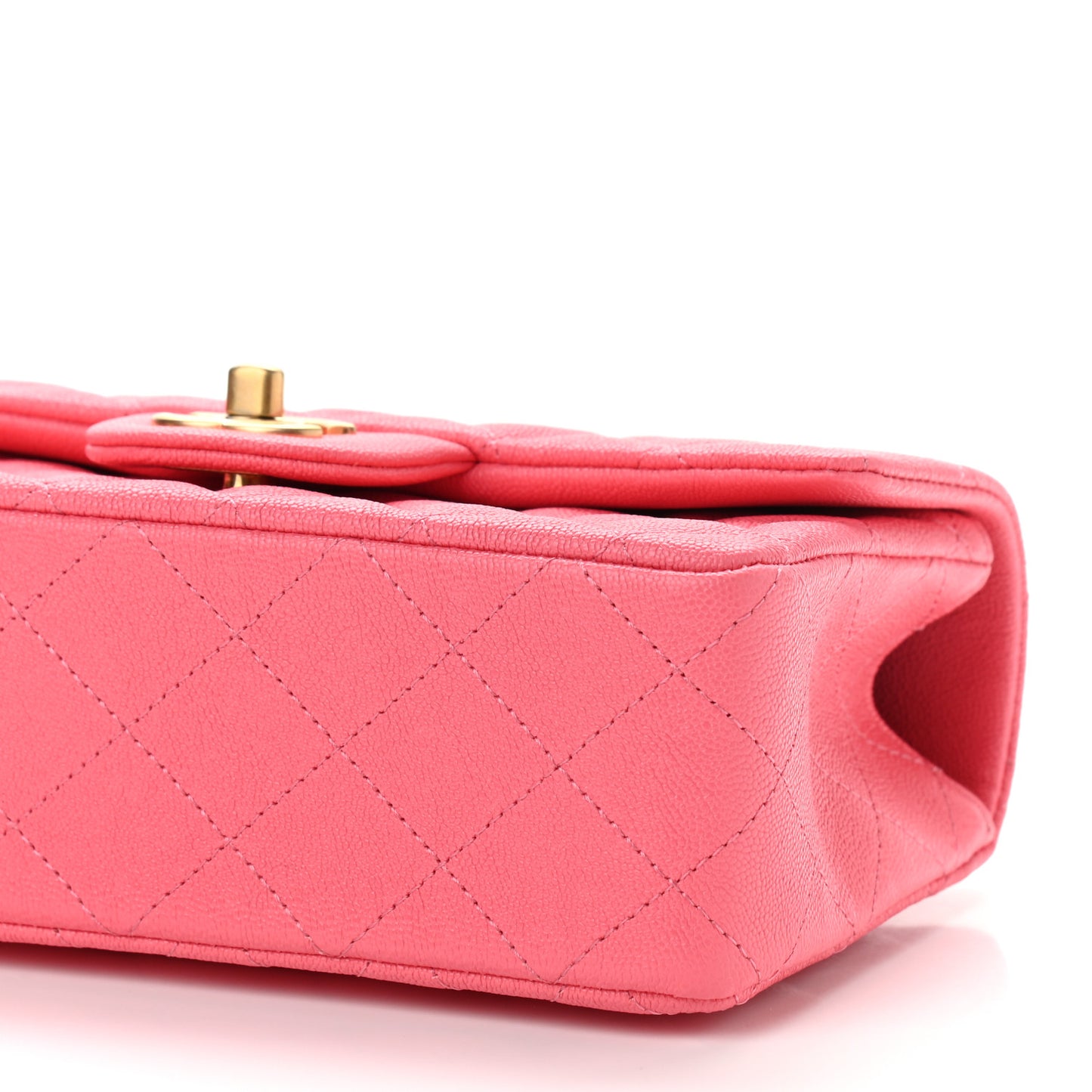 Caviar Quilted Mini Top Handle Rectangular Flap Pink