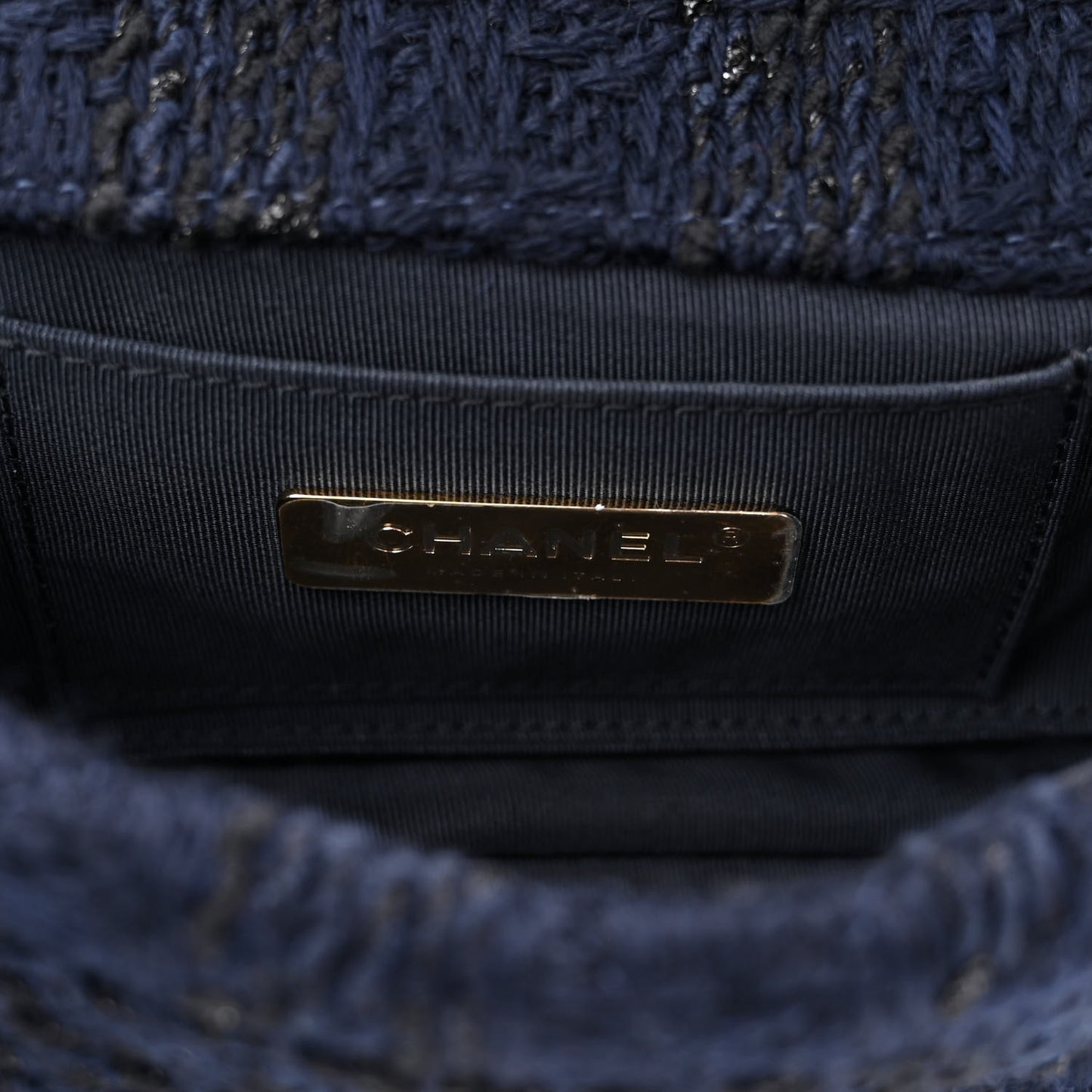 Tweed Quilted Chanel 19 Waist Bag Navy