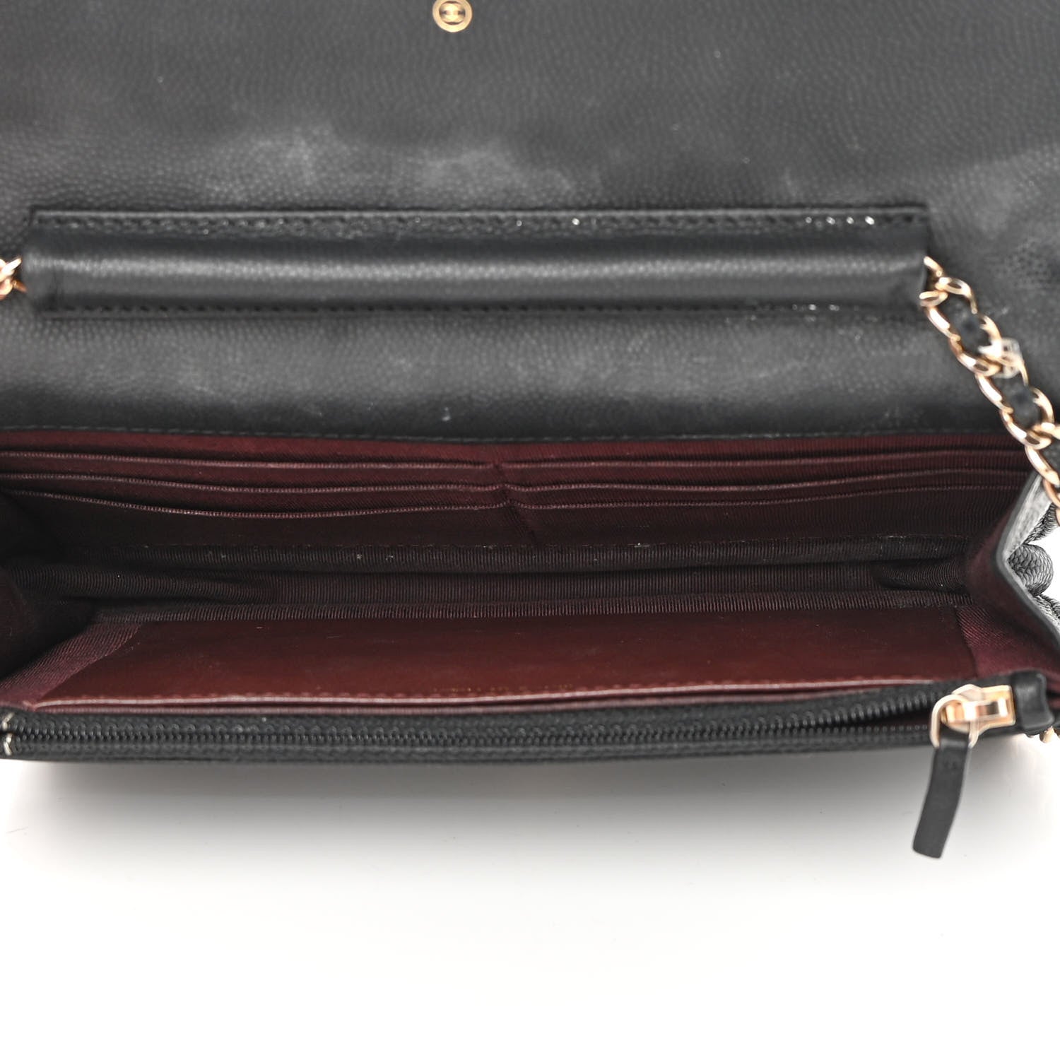 Chanel Caviar Chevron Quilted Wallet On Chain WOC Black 5 of 15