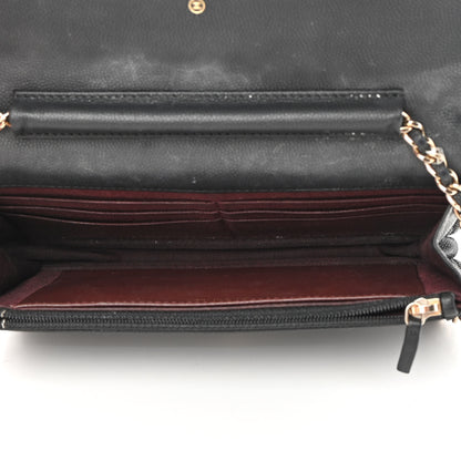Chanel Caviar Chevron Quilted Wallet On Chain WOC Black 5 of 15
