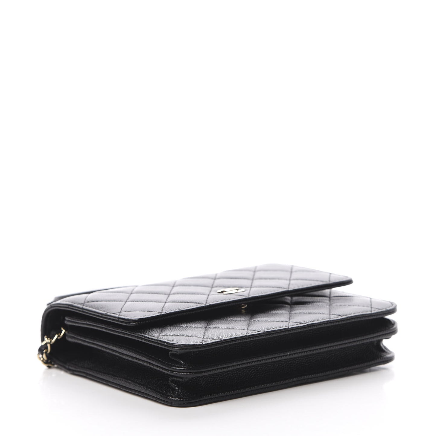 Caviar Quilted Square Wallet On Chain WOC Black