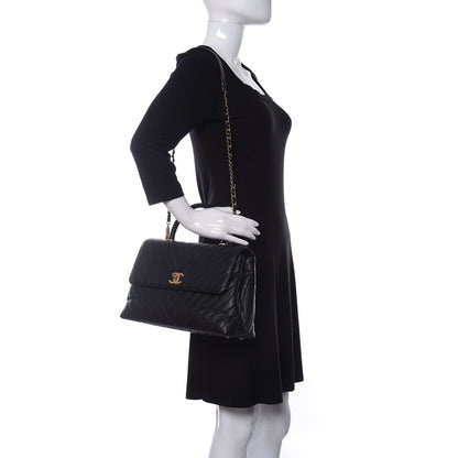 Chanel Caviar Chevron Quilted Medium Coco Handle Flap Black 2 of 15