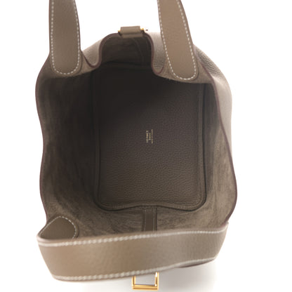 Hermes Taurillon Clemence Picotin Lock 18 PM Etoupe 5 of 11