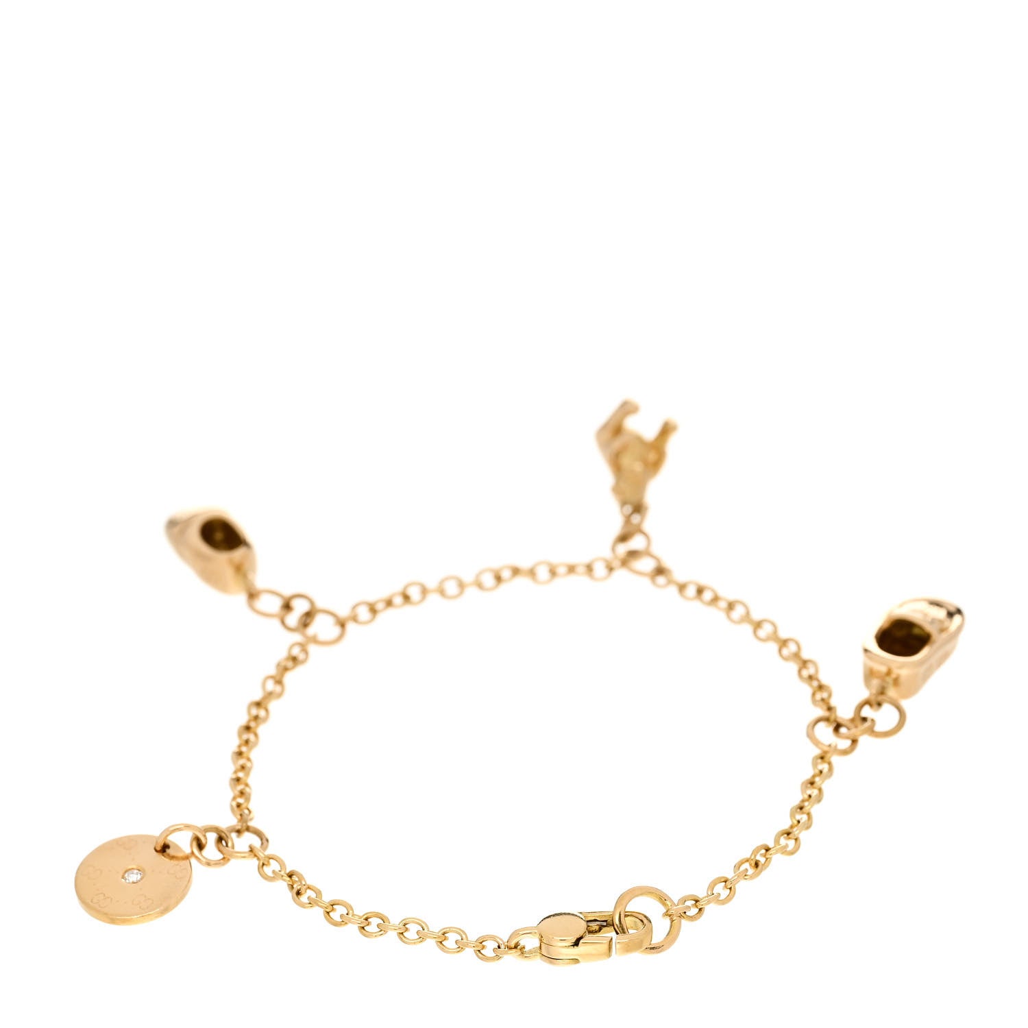 Gucci 18K Yellow Gold Diamond Charm Bracelet 2 of 5