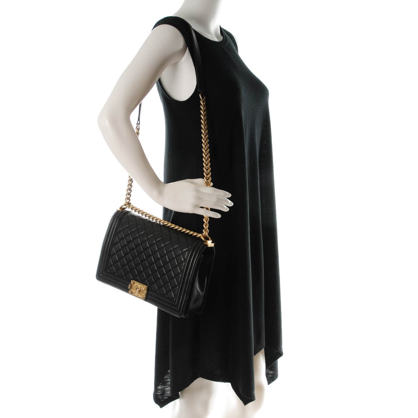 Lambskin Quilted New Medium Boy Flap Black