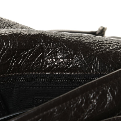 Saint Laurent Crinkled Calfskin Matelasse Monogram Medium Niki Chain Satchel Western Moka 7 of 13