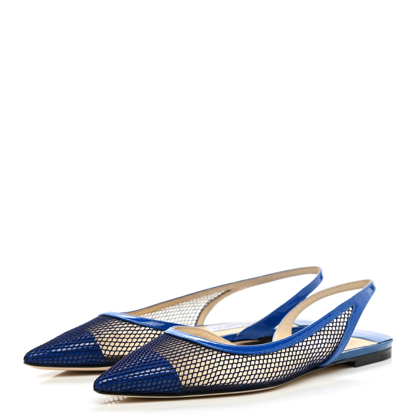 Patent Mesh Calfskin Fetto Flats 38 Blue