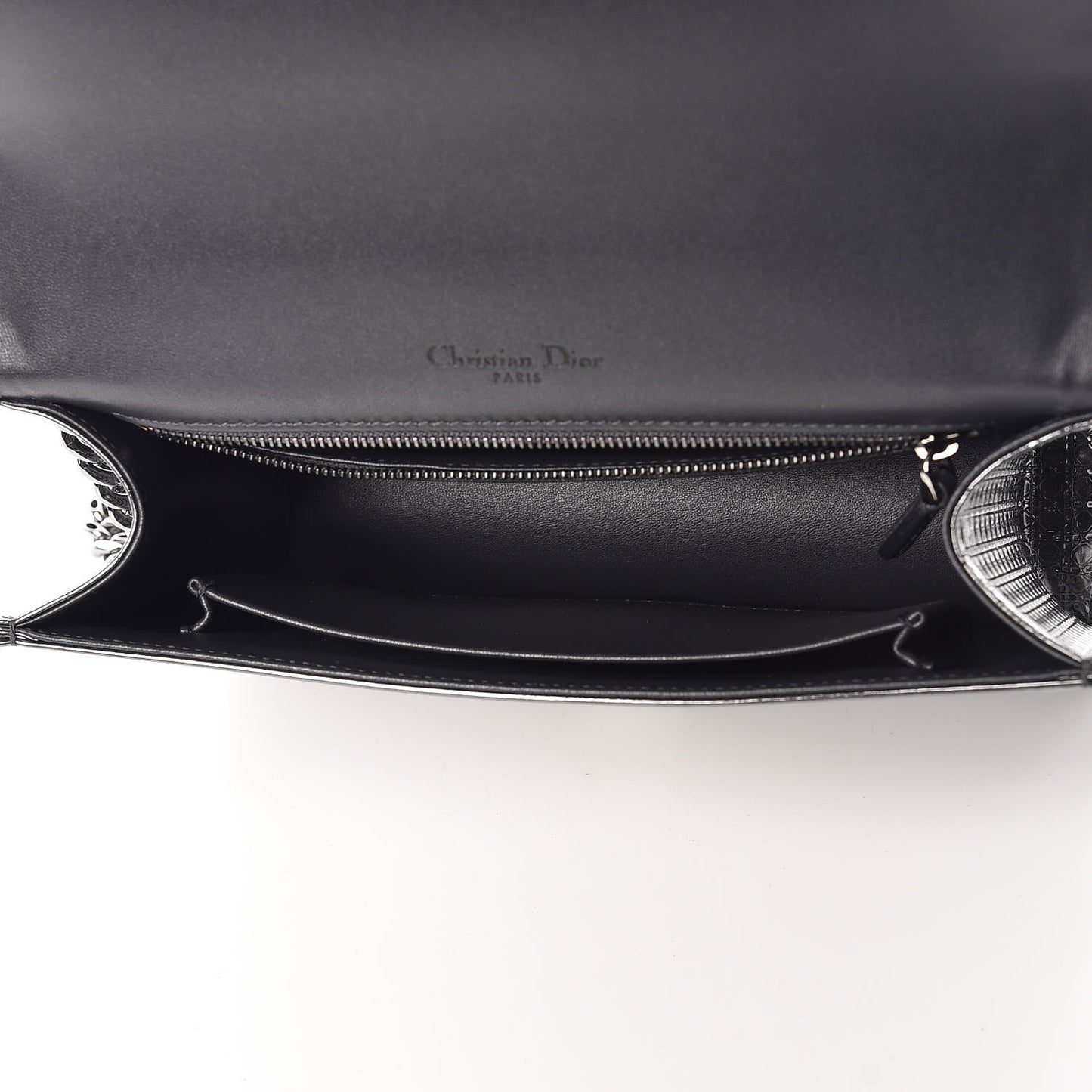 Metallic Patent Micro-Cannage Medium Diorama Flap Bag Graphite