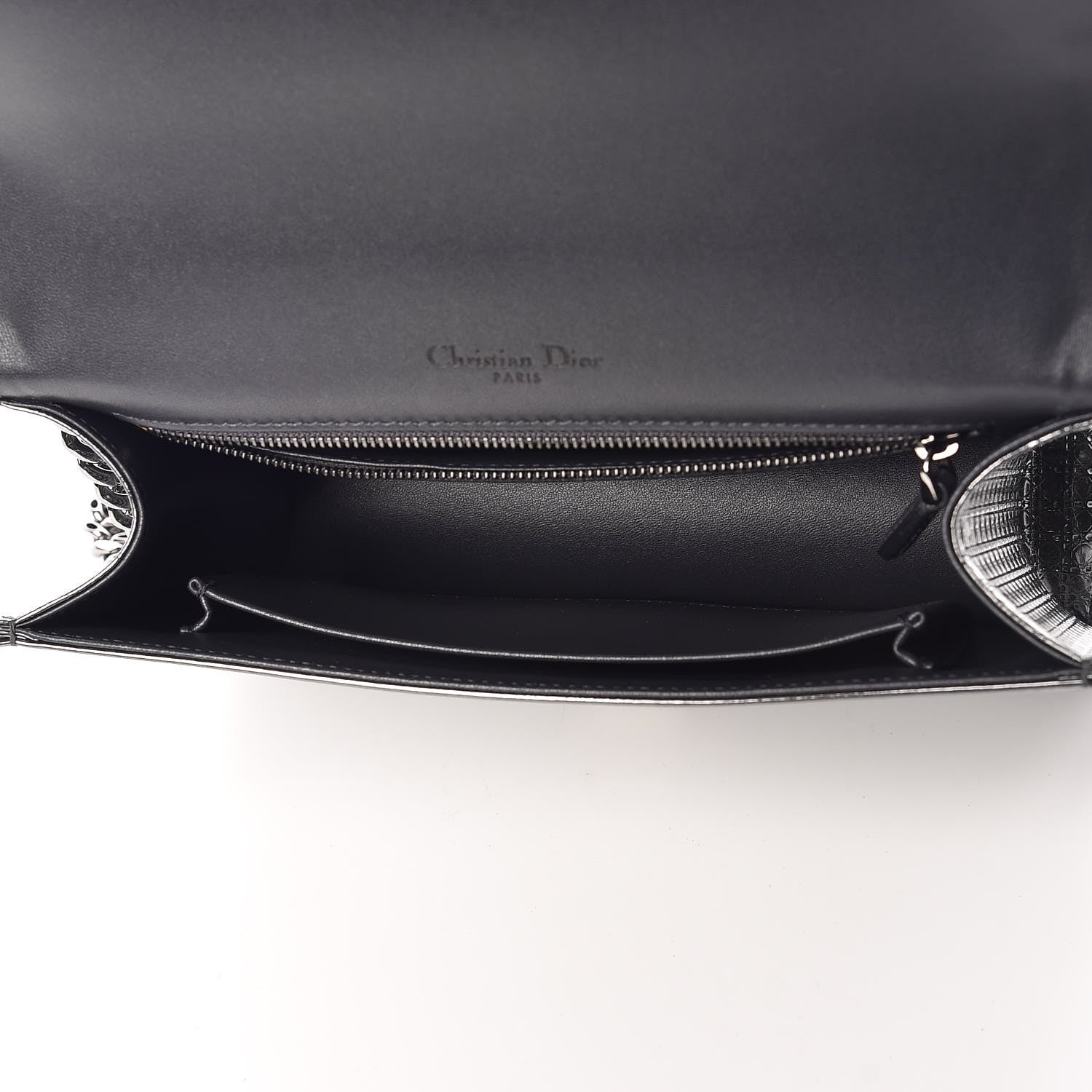 Christian Dior Metallic Patent Micro-Cannage Medium Diorama Flap Bag Graphite 5 of 11