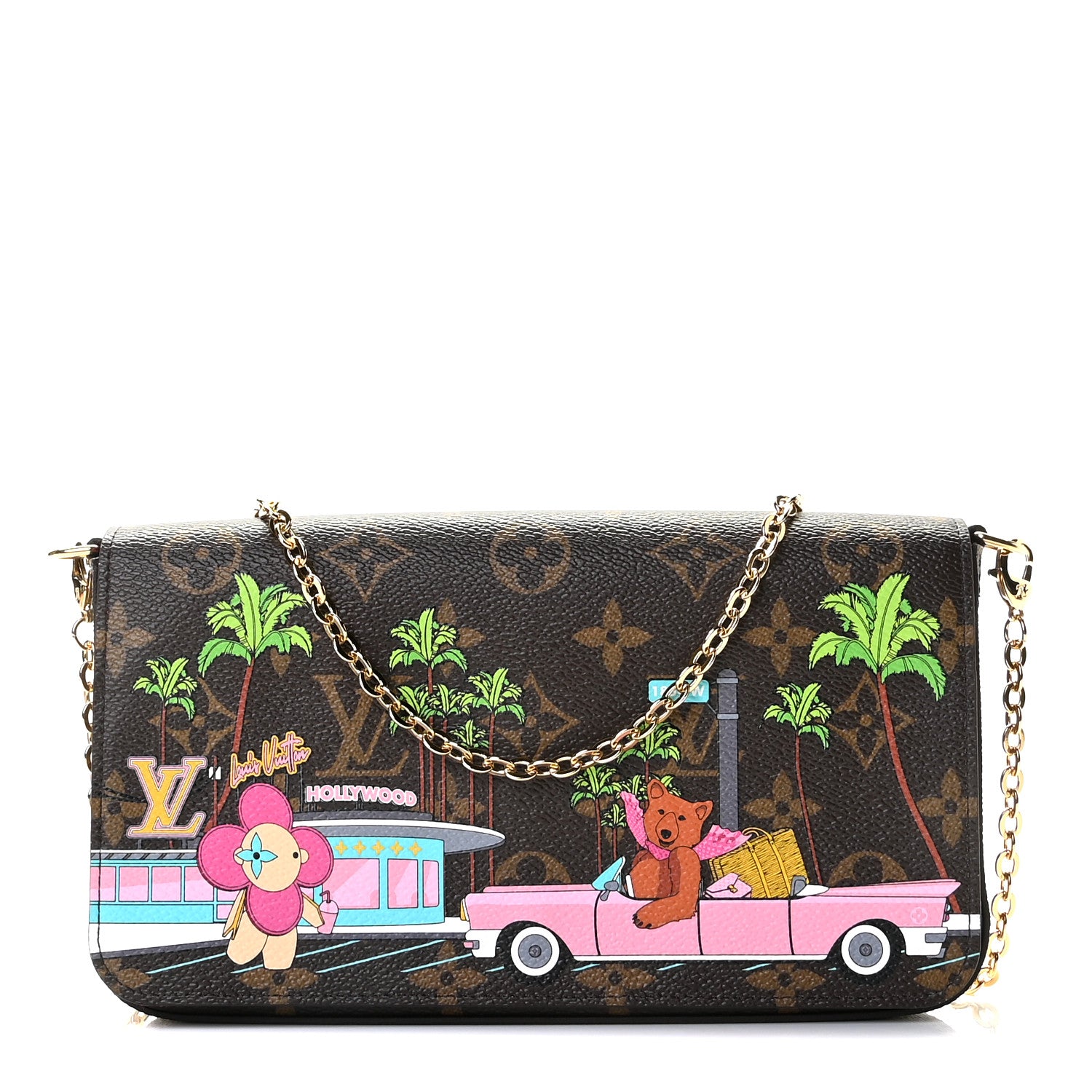 Louis Vuitton Monogram 2021 Christmas Animation Hollywood Pochette Felicie Chain Wallet Fuchsia 1 of 11