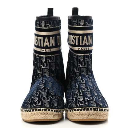 Christian Dior Velvet Oblique Granville Espadrille Boots 36.5 Deep Blue 2 of 8