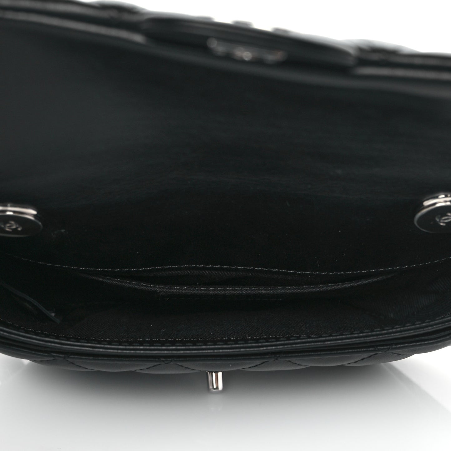 Calfskin Quilted CC Uniform Flap Belt Bag Black