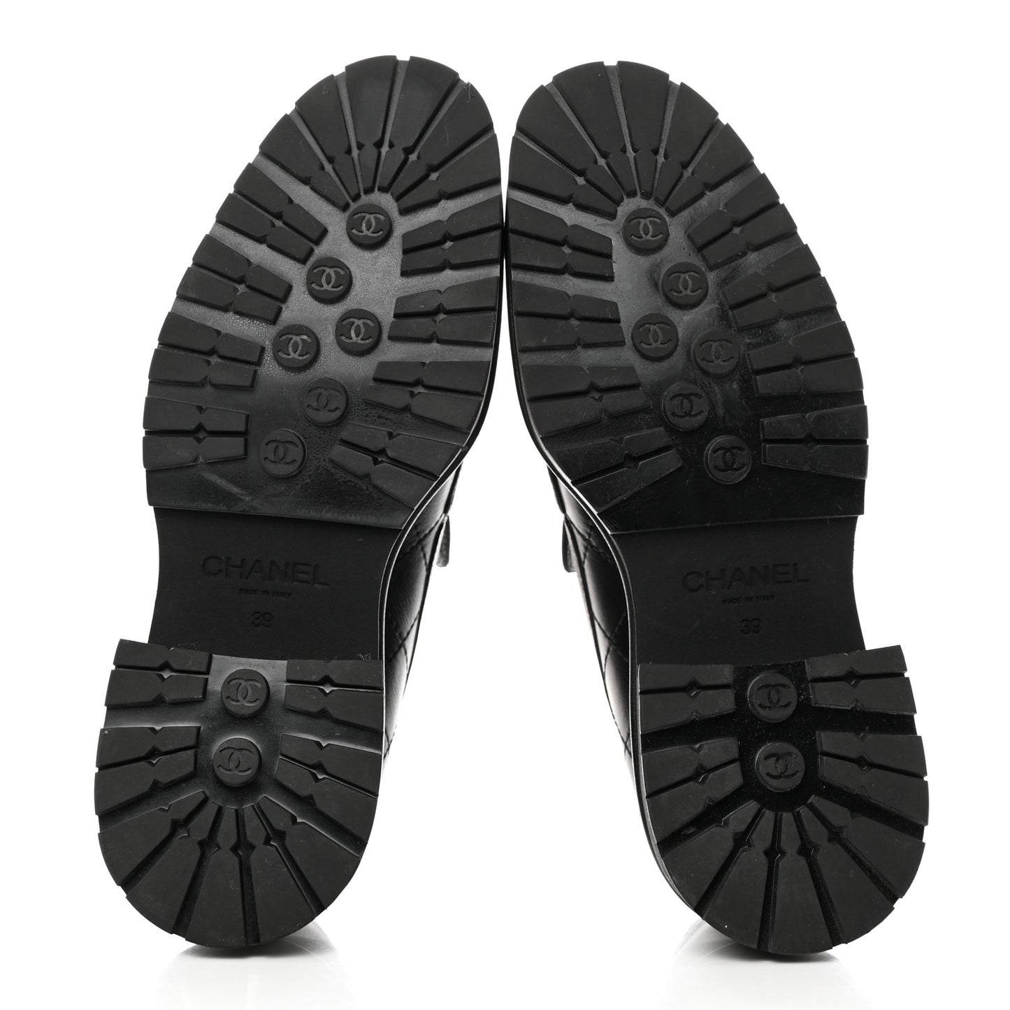 Calfskin Quilted CC Mocassin Loafers 39 Black