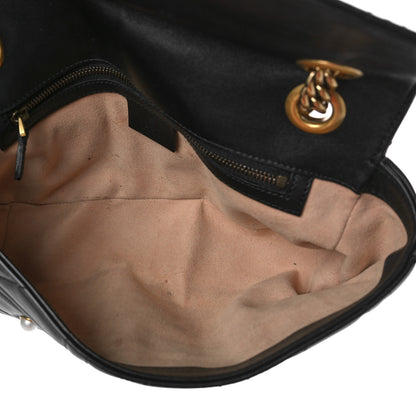 Gucci Calfskin Matelasse Studded Small Pearly GG Marmont Shoulder Bag Black 5 of 14
